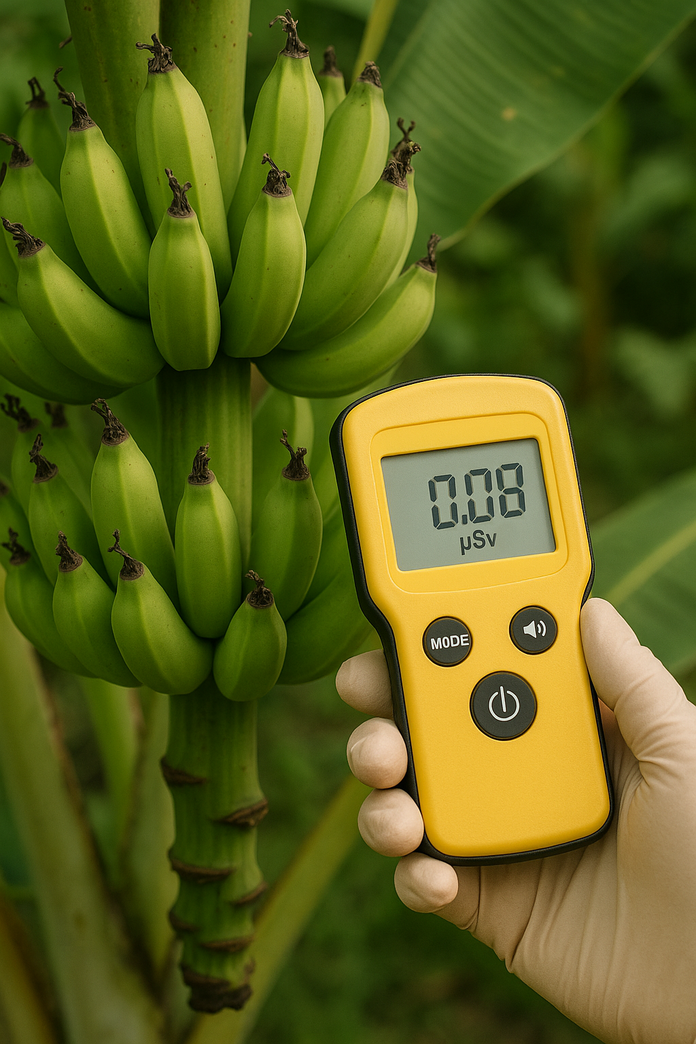 Bananen und ein Dosimeter.
